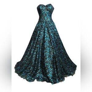 Vintage Tiffany blue sparkly formal gown, size 4